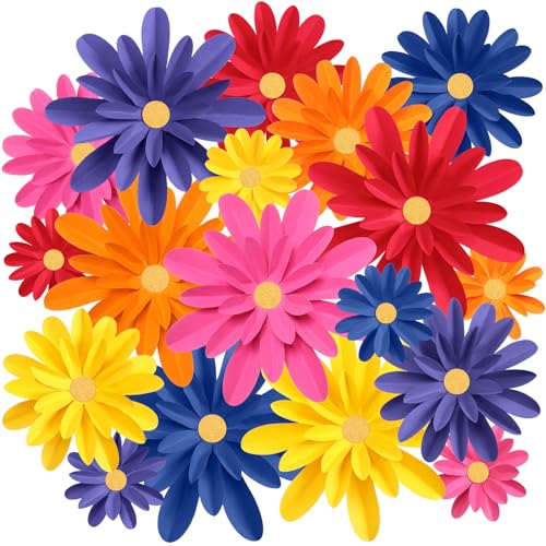 Image of MotiMind 18 Pcs Paper Flowers Bulletin Board Decorations DIY 3D Paper Floral for Wall Classroom Back to School Birthday Party Flower Backdrop Decoration Photo Backdrop(Dark Color,6 inch 8 inch 10 inch)