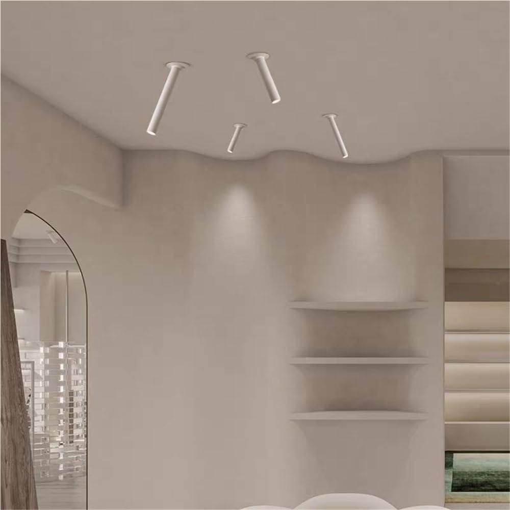 Faretti Incasso Soffitto LED Moderni, Faretto Asta Lunga Orientabile 360° | Faretti Direzionali Incassati, Illuminazione D’accento per Cucina, Corridoio, Soggiorno(White-3000k,H 20CM)