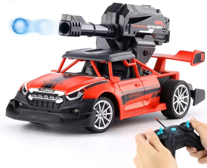 Image of Crackles High Speed Gel Water Bomb Shooting Rechargeable Remote Control Racing Car 1:20 Scale Fast RC Vehicle Toys for Kids - Random Colours