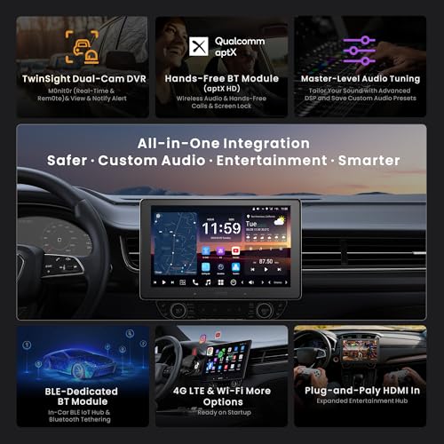 Image of X10 10.1 inch QLED Touchscreen Double Din Car Stereo with Dashcam | 8G+128G, Dual 1080P Cam, AI Vision, Parking Monitor, Remote Live View, 4G LTE & GPS, Wireless CP /AA, DSP Audio & HDMI In