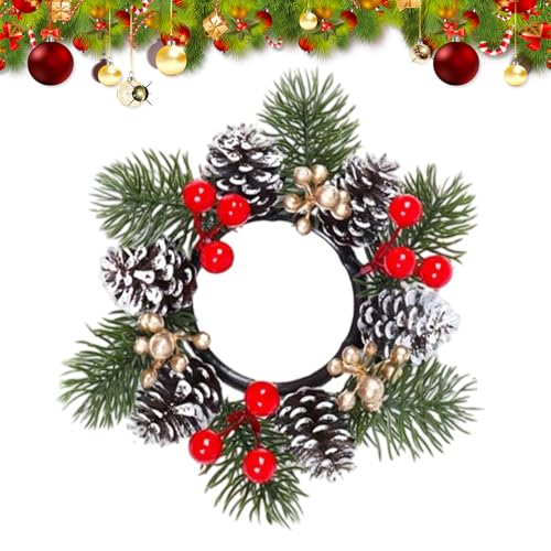 Candle Wreath - ABS, 7.87x7.87in Navidad Decoración Pilar Candle Ring | Festive Decoración de Vacaciones, Mesa Centerpiece Wreath For Living Room, Comedor, Cocina, Dormitorio, Bodas,