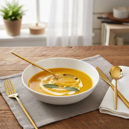 Image of 15 Pcs Gold Cutlery Set for Dining Table the Perfect Lightweight Silim Handle Tableware Including Dinner Spoon, Dinner Fork, Dinner Knife, Dessert Spoon & Dessert Fork