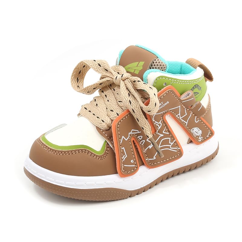 Kids Athletic Sneakers, High Top Design, Black White Mint Green, Sport Training Shoes