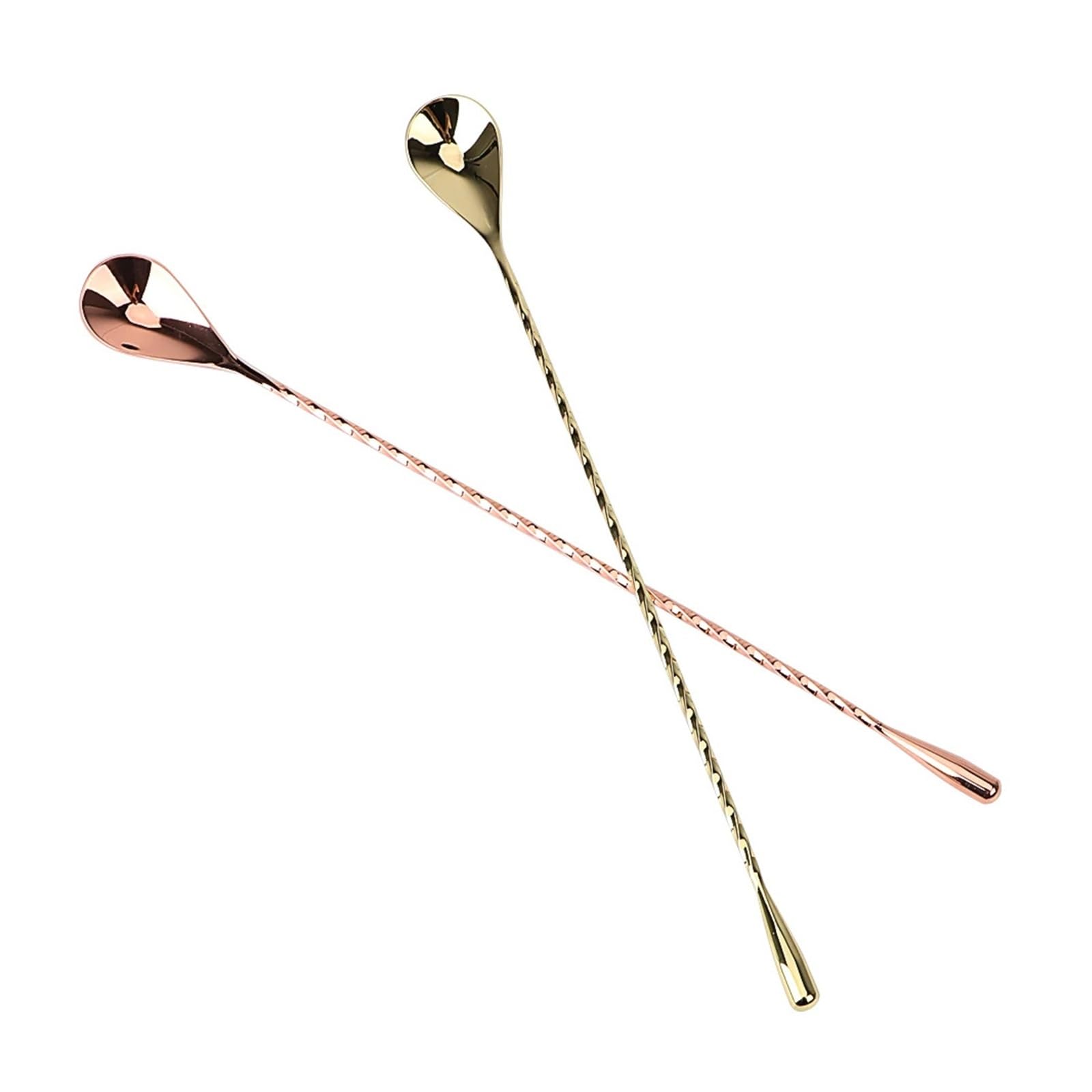 2 uds 40cm Barra agitadora de Acero Inoxidable Cuchara for Mezclar onzas cóctel Patrón En Espiral Herramientas Barman(40cm Black 2pcs)