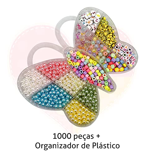Kit 1000 Missangas Infantil Letras Coloridas Perolas Para Montar Pulseira Colar