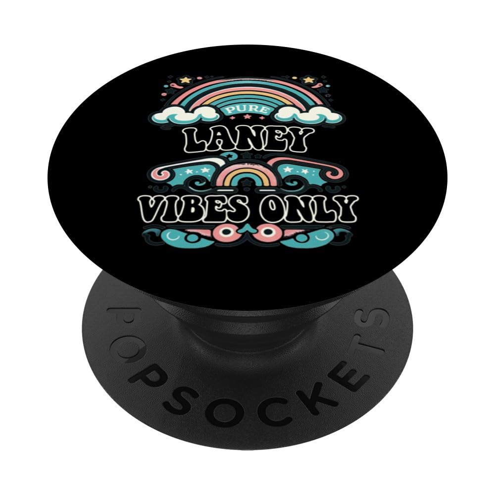 LANEY Vibes Only Cute Retro Girls LANEY Name PopSockets Swappable PopGrip, Black