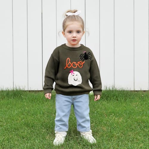 Baby Boy Girl Halloween Sweater Pumpkin Letter Embroidery Knitted Pullovers Crew Neck Long Sleeve Jumper2