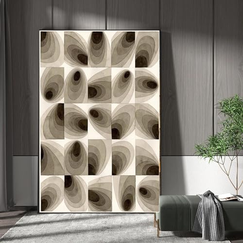Art mural noir et blanc de luxe peinture abstraite géométrique haut de gamme porche 60x80 cm