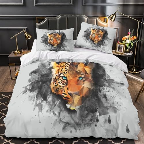 Housse de couette léopard géométrique King à fermeture éclair