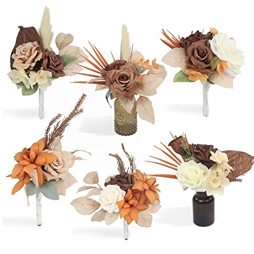 Rinlong Set mit 6 Blumen-Tafelaufsätzen, Herbst, Esstisch, Dekoration, rustikale Blumensträuße für Hochzeit, Zeremonie, Abendessen, Regal, Kamindekoration Cover