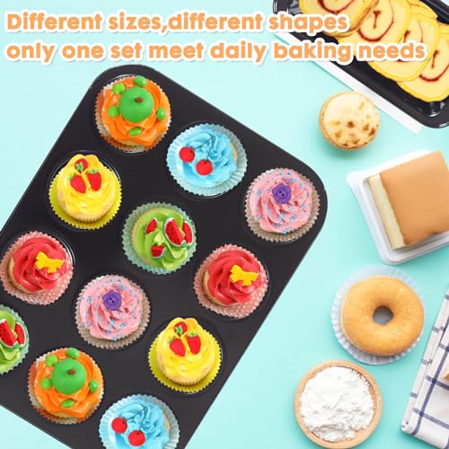 ShellKingdom-5PCS-Baking-Pans-Set-Bakeware-Set-Nonstick-Cake-Pan-Muffin-Pan-Loaf-Pan-Roast-Pan-Baking-Sheets-for-Oven-Kitchen-Cookware-Sets-Baking-Supplies-Black ShellKingdom 5PCS Baking Pans Set Bakeware Set Nonstick Cake Pan Muffin Pan Loaf Pan Roast Pan Baking Sheets for Oven Kitchen Cookware Sets Baking Supplies Black