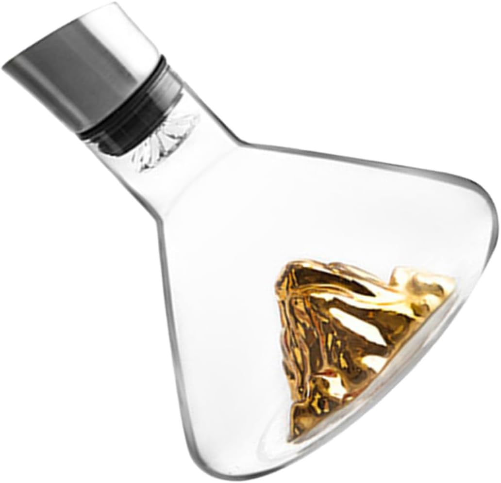 TOYANDONA Gold Iceberg Fast Wine Decanter 1500ml Crystal Inclined Mouth Handheld Red Wine Aerator for Home Bar and Dining
