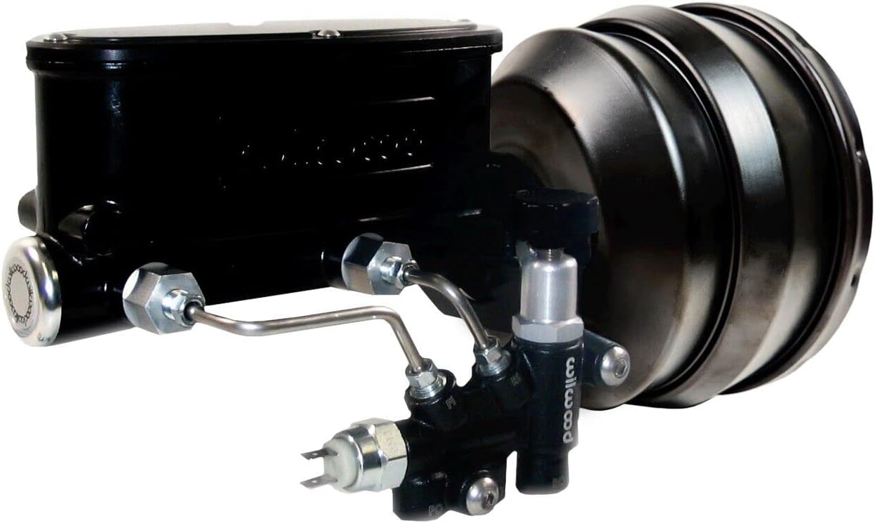 NEW 8" DUAL BLACK POWER BRAKE BOOSTER & WILWOOD BLACK