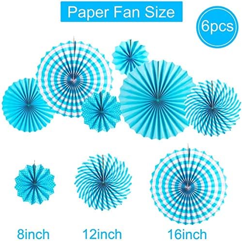 DOJoykey Baby Shower Party Decoration, ITS A BOY Banner and Latex Balloons, Blue Bunting, 6pcs Paper Fans, 5pcs Balloons with Inner Confetti for Baby Boy Party
