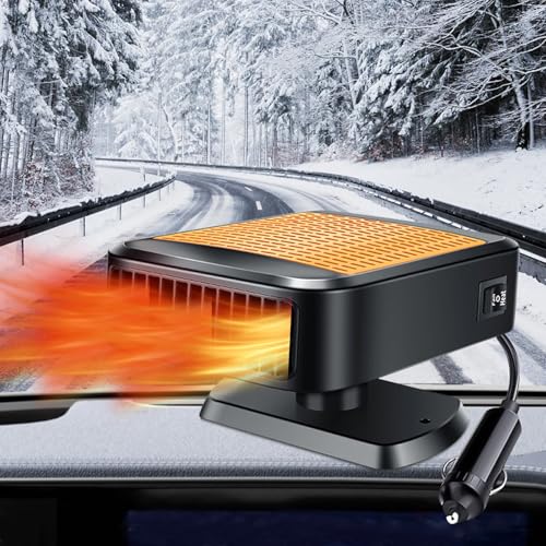 LIAVOP 12V 200W Calentador de Coche, 360° 2 en 1 Calefacción y refrigeración Parabrisas desempañador, Portátil Calefactor Coche Mechero Portátil Calentador Coche para Coche SUV Remolque RV