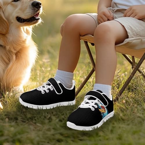 Forchrinse Corgi Print Girls Shoes Non Slip Tennis Running Shoes for Kids Toddler Fashion Sneakers Lightweight Sport Strap Athletic Sneakers for Little Kids Blue Size 11-2.54