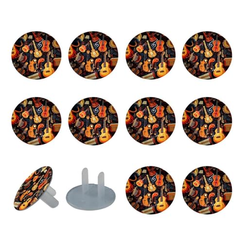 12 Piece Musical Instrument Baby Child Proofing Outlet Covers, Electrical Safety Socket Protection Caps for 2-Prong Power Wall Plate, Safety Plugs Protector Guard
