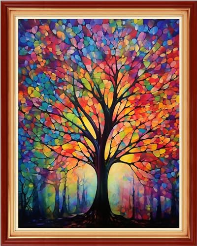 Image of Dimxvean Stamped Cross Stitch Kits,Cross Stitch Kits for Adults Beginners,Embroidery Kits Full Range of Cross Stitch Stamped Kits Needlepoint Kits Cross Stitch Patterns-Night Light Tree 16x20 inch