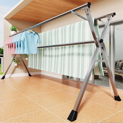Étendoir à linge pliable en acier inoxydable durable et stable - 7