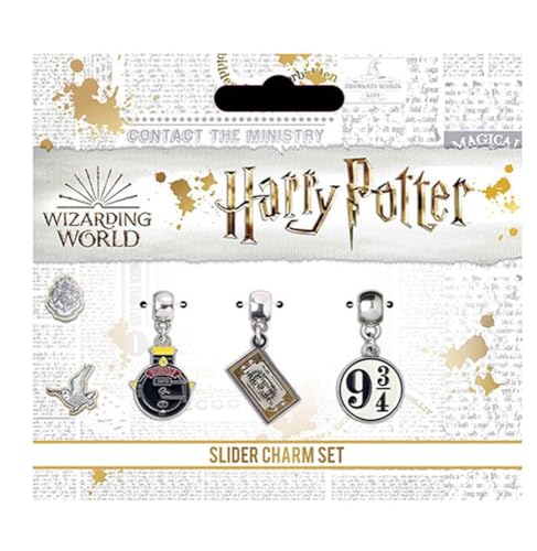 The Carat Shop - Juego de dijes deslizantes de Harry Potter, diseño de Hogwarts Express Ticket Track 9 3/4