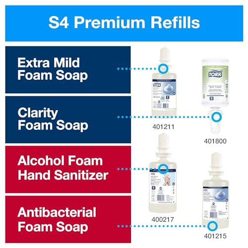 Tork Extra Mild Hand Washing Foam Soap S4, No Fragrance Added, 6 x 1L + Intuition Sensor Skincare Dispensers, Stainless Steel (Pack of 4) - Image 4