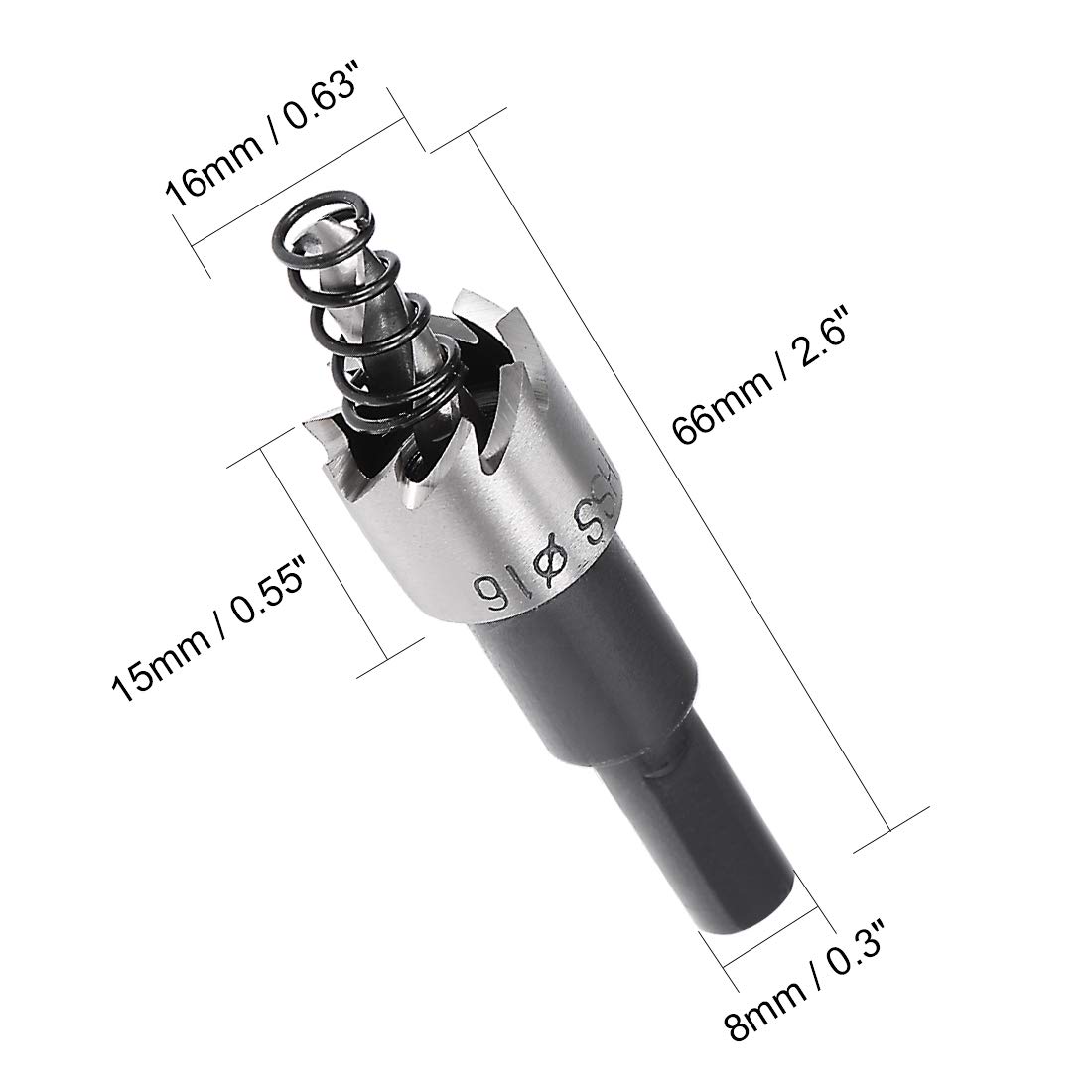 uxcell 16mm High Speed Steel HSS Drill Bit Hole Saw Cutter for Metal Alloy Wood