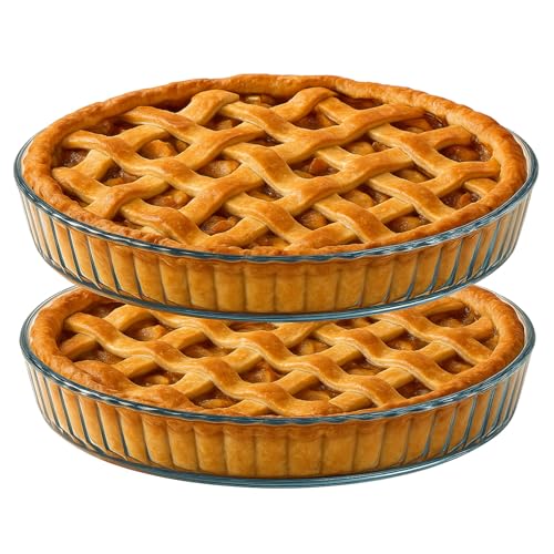 Domensi 2 Pcs 10 Inch Deep Glass Pie Dish for
