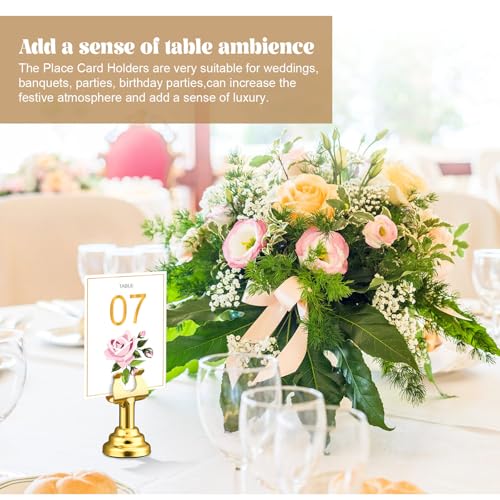 Image of 24 Pcs Gold Table Number Holders Metal 1.8 in Place Card Holders | Harp Clip Place Cards Stands for Wedding Restaurant Birthday, Name Card Photo Memo Menu Sign, Bulk Mini Metal Design