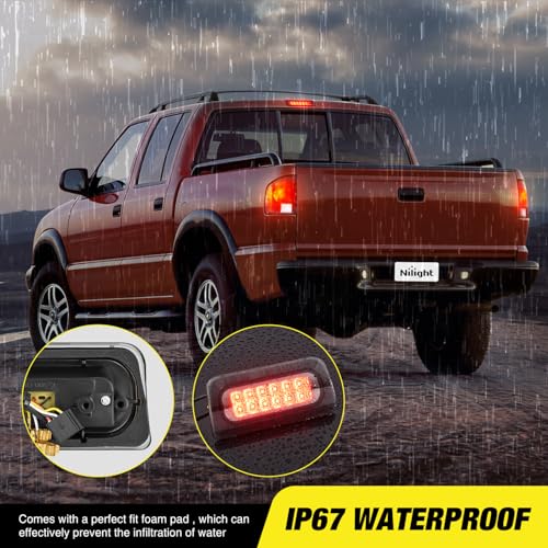 Image of Nilight Third Brake Light Tail High Mount 3rd Stop Lights Smoked Lens Compatible with Chevy S10 and GMC Sonoma 1994-2003 Isuzu Hombre 1996-2000 Truck Rear Center Cab Lamp