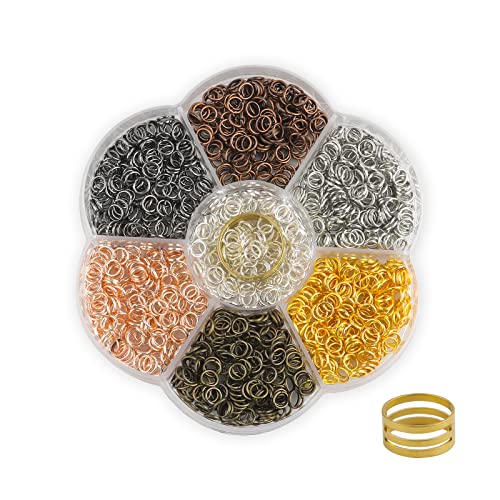 KINBOM 1400 Pcs Jump Rings for Jewelry Making 1 Box 7 Colors 5mm Jewelry Connection Ring Small Open Jump Rings for Jewelry Making Accessories