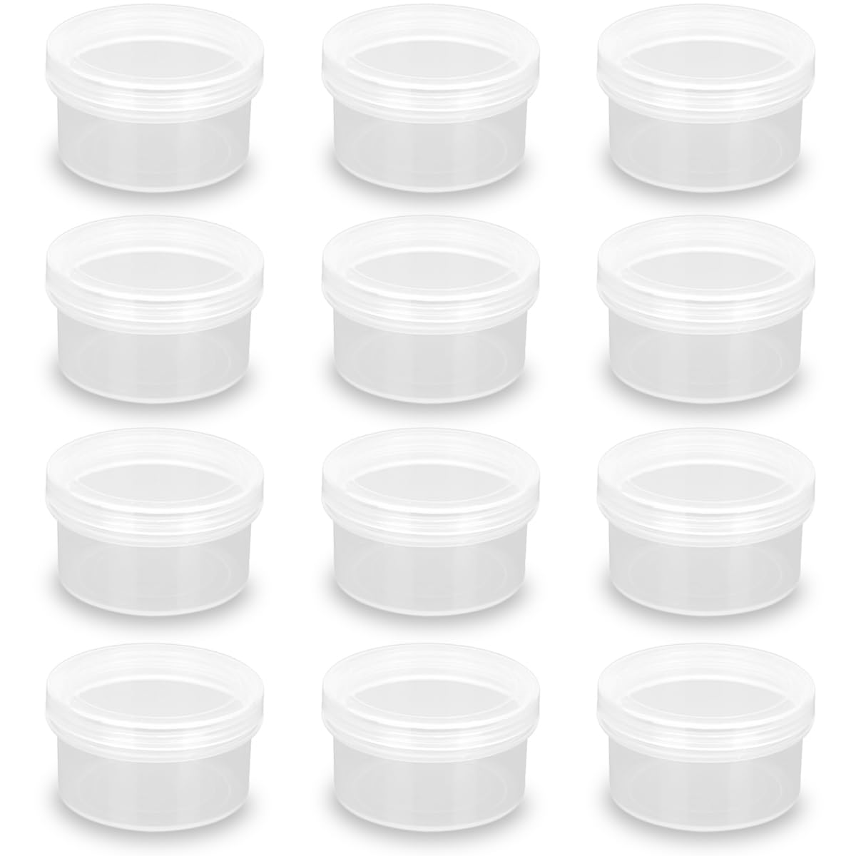 12 Pack 1.01 oz Round Plastic Containers (1.97 x H1.1 inch), Round Transparent Plastic Bead Jar with Lids for Beads, Coins, Safety Pins and Other Craft Jewelry