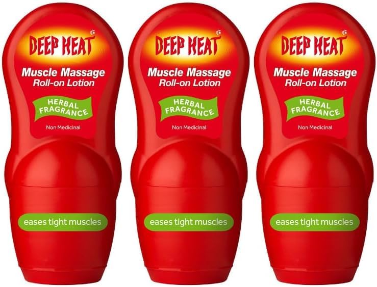 Deep Heat Roll On, Muscle Massage Lotion, Pack of 3