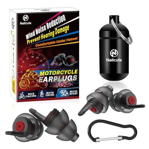 Naiicute Motorcycle Earplugs Prevents Hearing Damage While Riding and Traffic Still Audible Reusable Comfort Motorbike Ear Plugs for Motorsports Touring Racing M+L Sizes Fit All Ear Canal