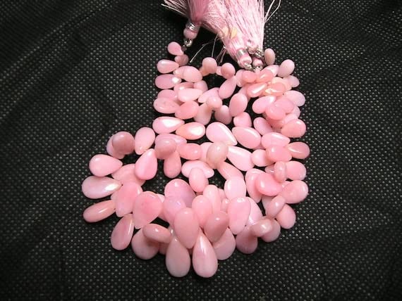 Opale rose du Pérou 7-11mm LKBEADS en poires lisses pour réparer et personnaliser vos colliers
