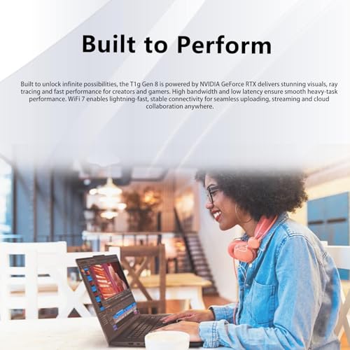 Image of Lenovo ThinkPad T1g Gen 8 Business AI Laptop, RTX 5060, 16 inch UHD+ (3840 x 2400), Intel Core Ultra 7 265H, 64GB DDR5, 2 + 2TB SSD, 5MP RGB+IR Camera, Fingerprint, Backlit KB, Wi-Fi 7, Win 11 Pro, Black