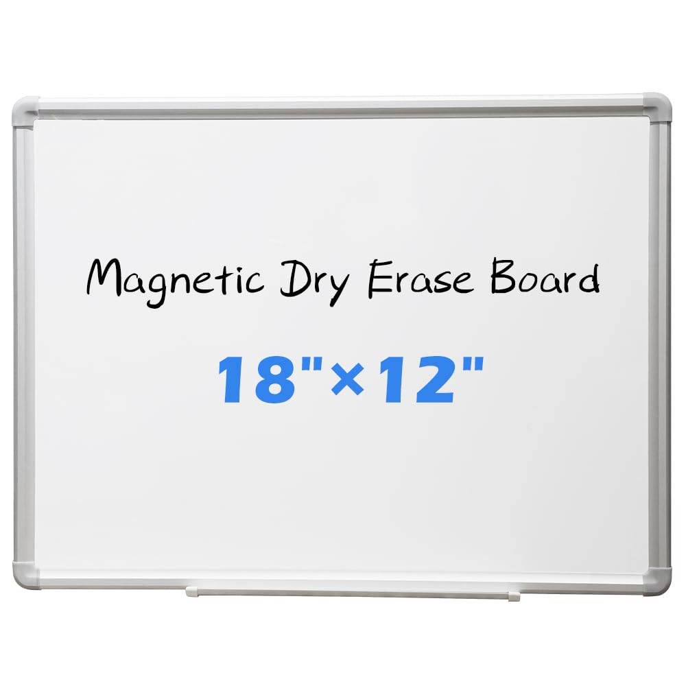 Photo 1 of DEVELOP Small Magnetic Dry Erase Board, 18 X 12 Inches, Portable White Board for Wall with Detachable Marker Tray, Silver Aluminium Frame, Perfect for Kids Students School