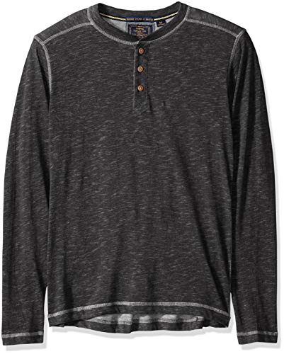 Vintage 1946 Men's Space Dyed Heavy Jersey Henley, Charcoal, S