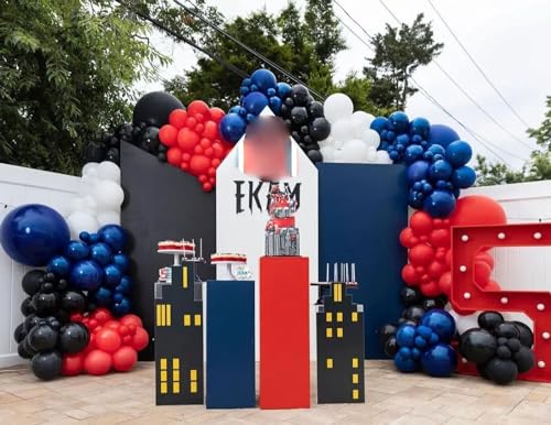 Image of Red Blue Black Balloons,Red Blue and Black Confetti Balloon Theme Birthday Party,12 Inch,Pack of 50