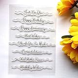 Words Happy Birthday Just for You Best Wishes Congratulations Clear Stamps for Card Making Decoration and DIY Scrapbooking