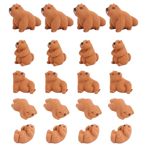 20pcs Mini Resin Groundhogs, Adorable Miniature Groundhog Decor Small Animal Ornaments for DIY Fairy Garden Moss Miniature Landscape & Desktop Potted Plant Decor