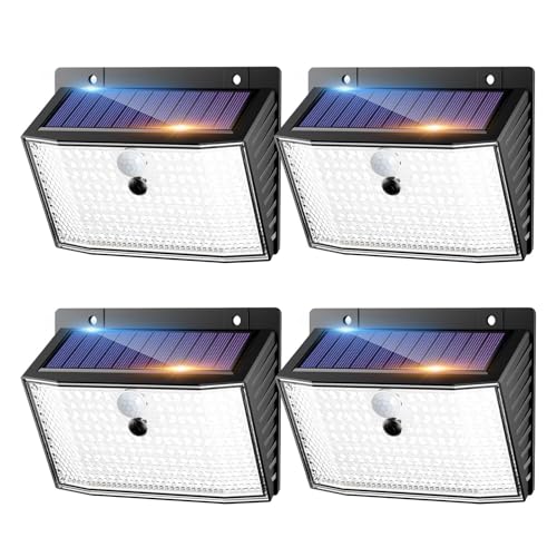 nipify Solarlampen für Außen, 4 Stück Solar Aussenleuchte mit Bewegungsmelder, 168 LED 3...