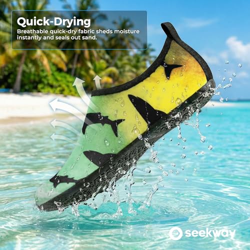 Image of SEEKWAY Water Shoes Women Men Adult Quick-Dry Aqua Socks Barefoot Non Slip for Beach Swim River Pool Lake surf Black SK002(U)