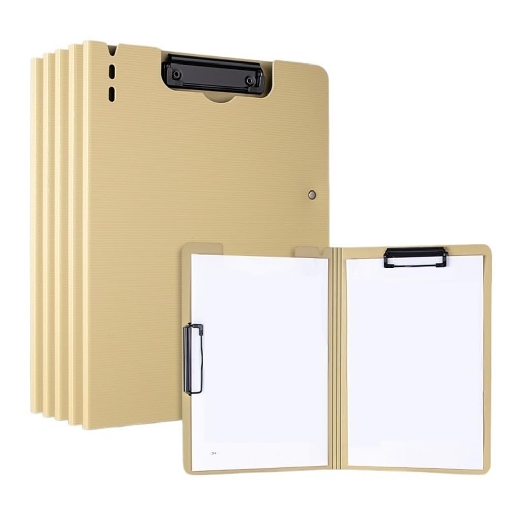 Organizador de archivos Carpeta A4 de 5 piezas con doble clip, plegable, for escribir, almacenar datos, suministros de oficina Material de oficina(Yellow)
