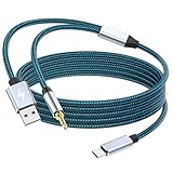 USB C to 3.5mm Aux Cable with Charger, 2 in 1 USB C to 3.5mm Headphone Car Stereo Aux Cable Charging Compatible with iPad/iPhone 15/15Pro, Galaxy S23 Ultra/S23+/S22/S22+/S21FE, Pixel 7 iPro/6/5