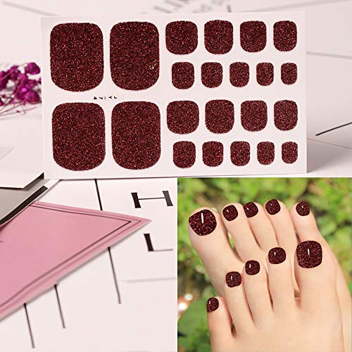 Wokoto 6 Sheets Adhesive Toenail Art Polish Decals With 1Pcs Nail File Glitter Nail Wraps Sticker Strips Manicure Kits For Women #TOP4