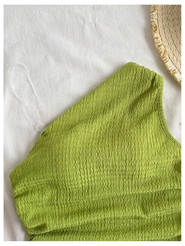 Milumia Girl's One Shoulder Ruched Tank Top Textured Sleeveless Asymmetrical Hem Tops3