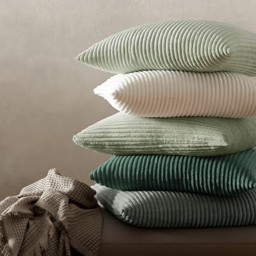 MIULEE 2er Set Kissenbezüge Kord Kissenhülle Dekorative Kissenbezug Sofakissen Couchkissen Dekokissen Zierkissenbezug Deko Kissenhülle mit Verstecktem Reißverschluss 40x40 cm Beige