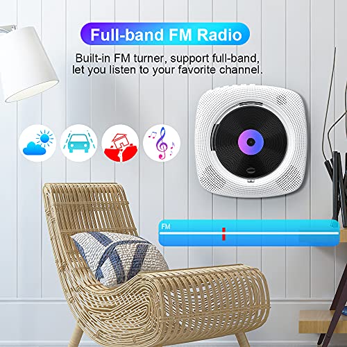 Gueray Tragbarer CD-Player für Wandmontage mit Wiederaufladbare Batterie Bluetooth Lautsprecher Fernbedienung LED… - Image 7