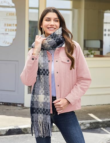 YUCOLEN Corduroy Sherpa Jacket Women - Trendy Fleece Lined Shackets Winter Warm Button Down Casual Cute Western Coats 20253