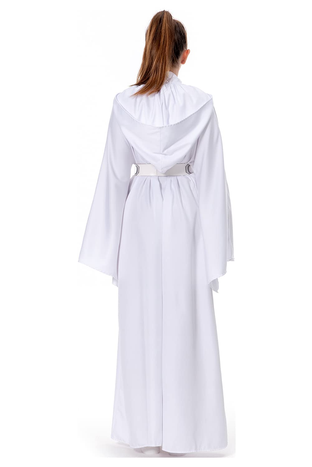 Rodwake Women Princess Leia Cosplay Costume White Dress Hooded Long Robe Classic Deluxe Suit